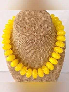Yellow Statement Chunky Beaded Necklace - Women's Jewelry